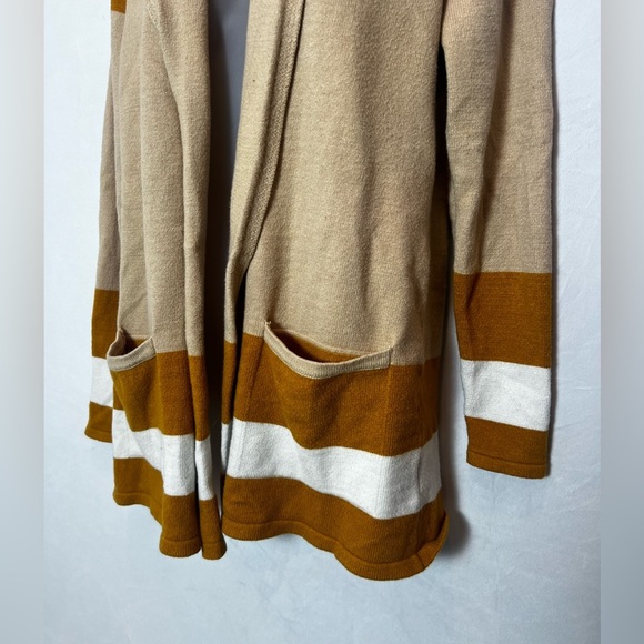 VERME AMI Striped Open-Front Cardigan Sweater - Brown and Beige/size M - Picture 4 of 10